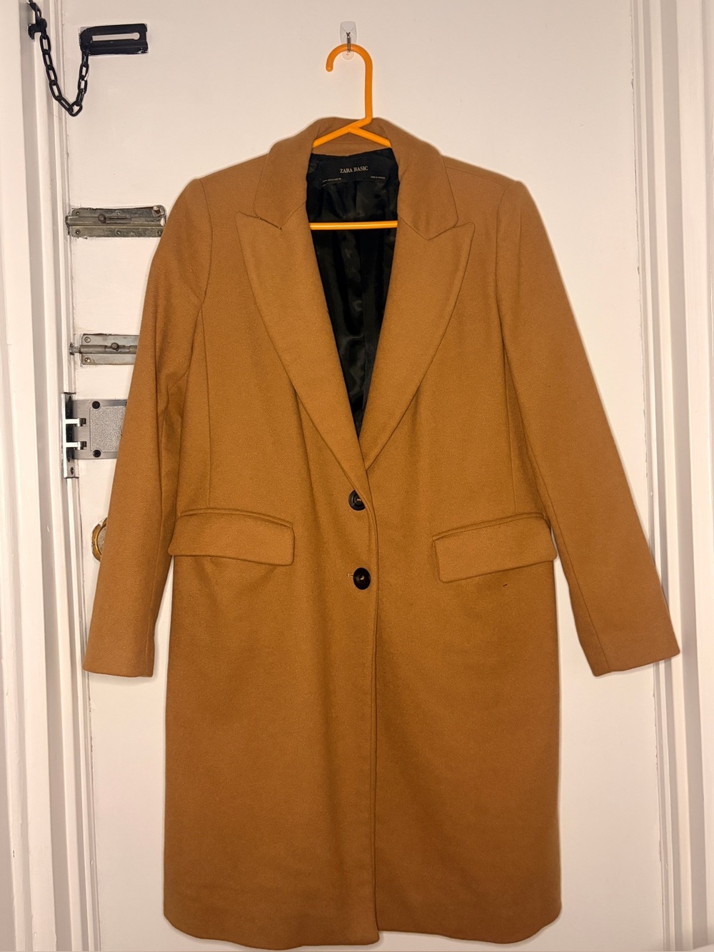 ZARA Wool Blend Trenchcoat Coat Longcoat Overcoat Topcoat Tan Khaki Preppy- Sz M